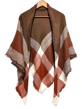 Plaid Blanket Scarf Cabincore Cozy Fall Wrap Shawl